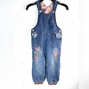 Charming 7 Girls Embroidered Denim Overalls with Butterfly Design - Kids
